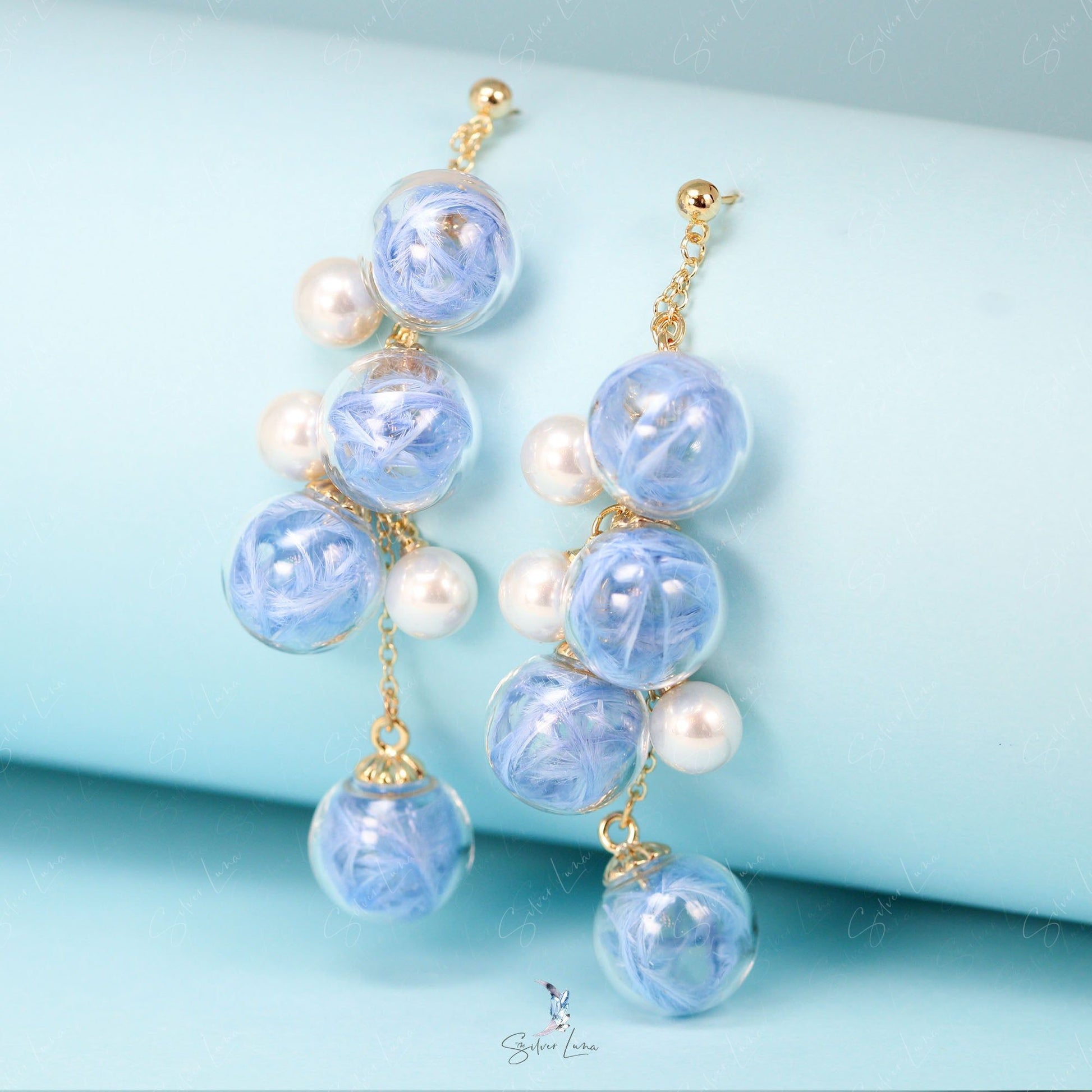 blue bubble drop earrings