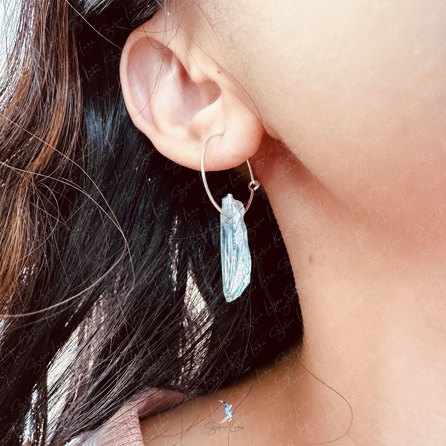 quartz crystal hoop earrings