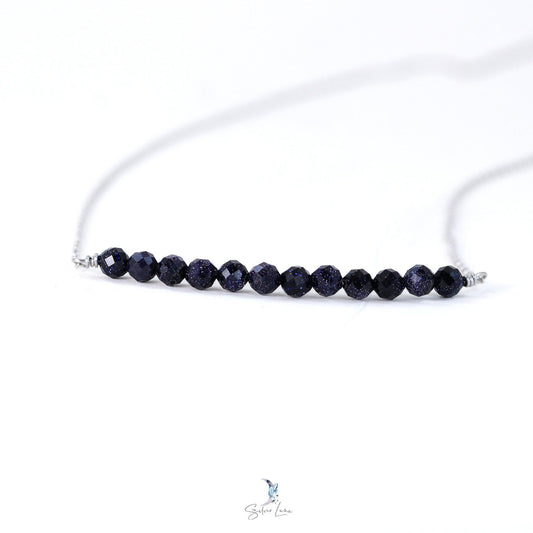Blue sandstone gemstone row necklace