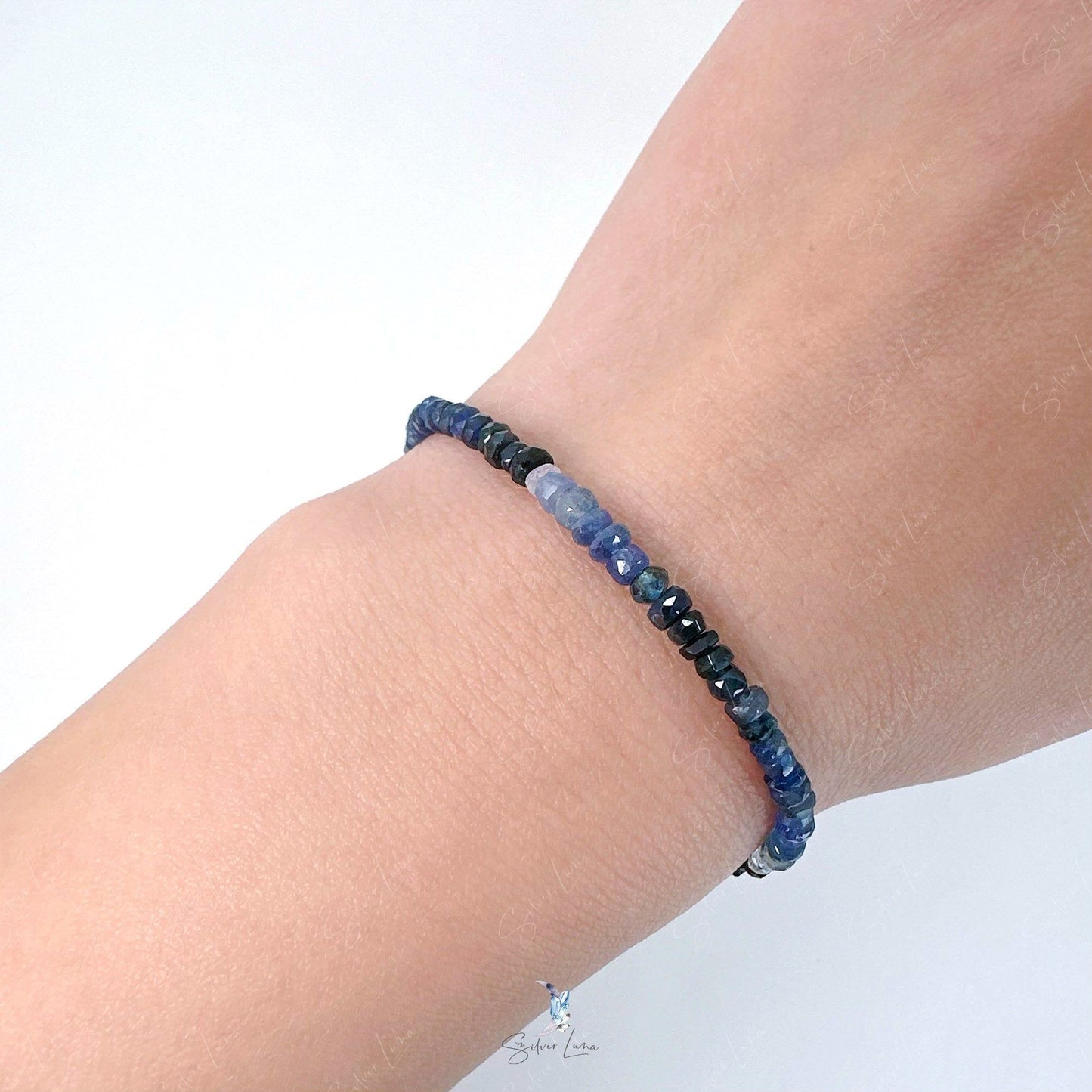 blue sapphire beaded bracelet