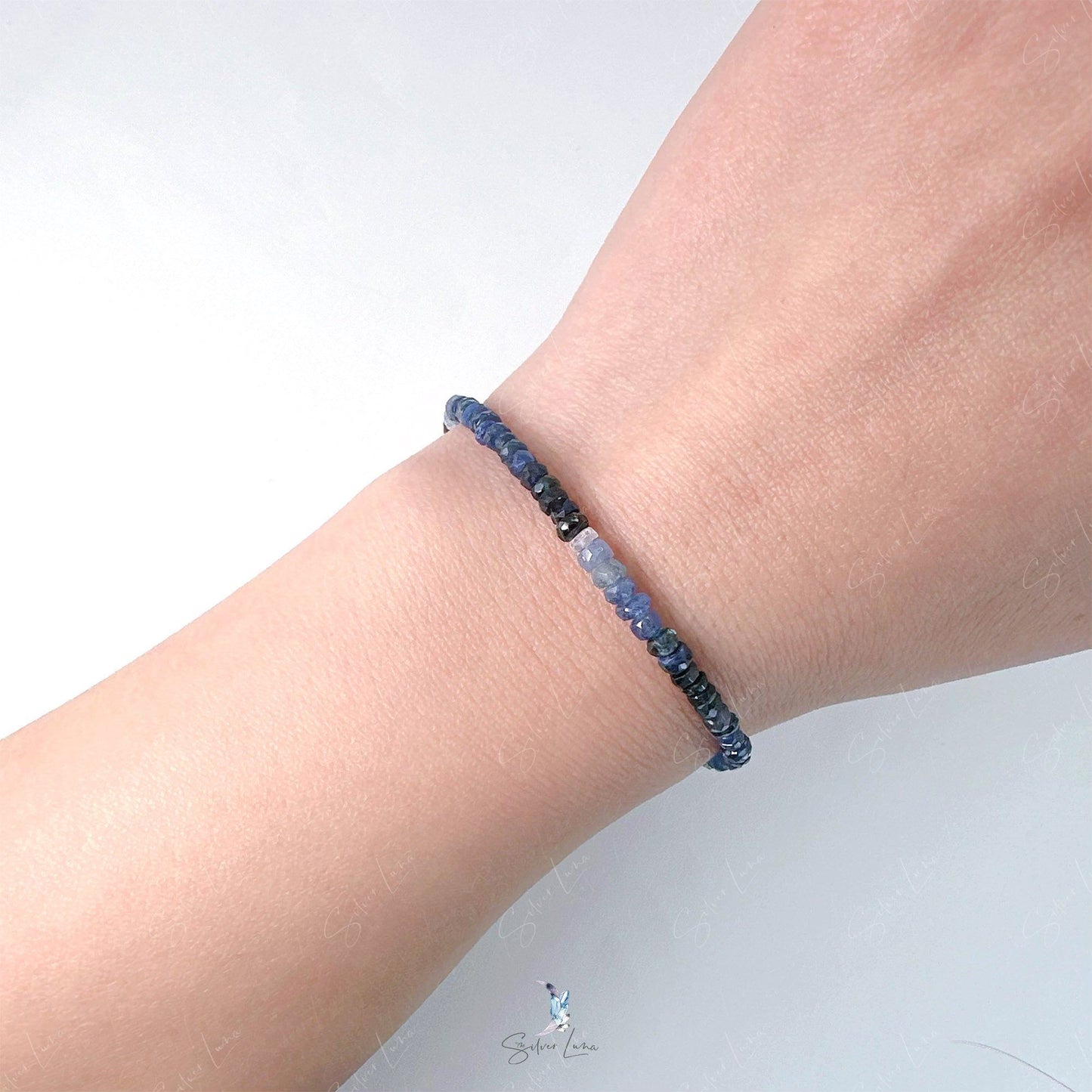 blue sapphire natural stone bead bracelet