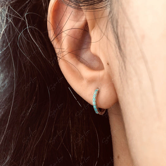 blue stone hoop earrings