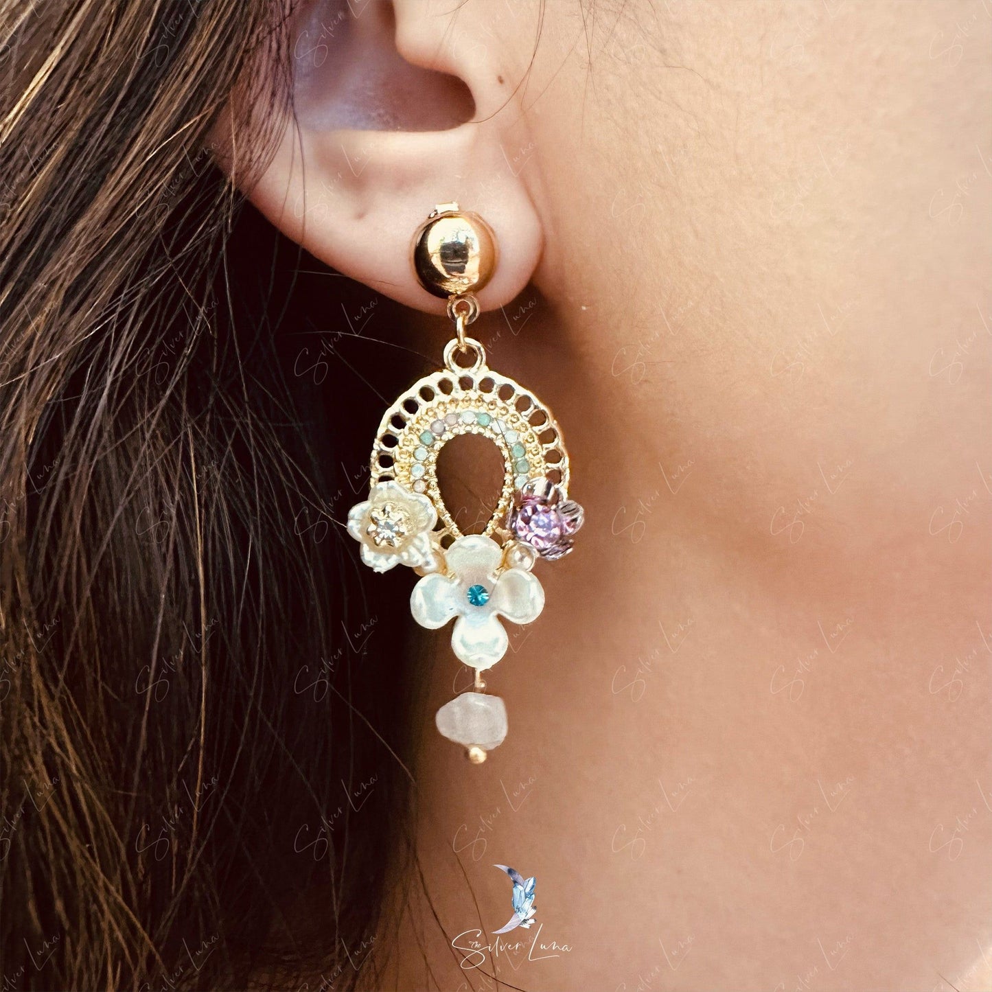Bohemian flower dangle drop fashion earrings