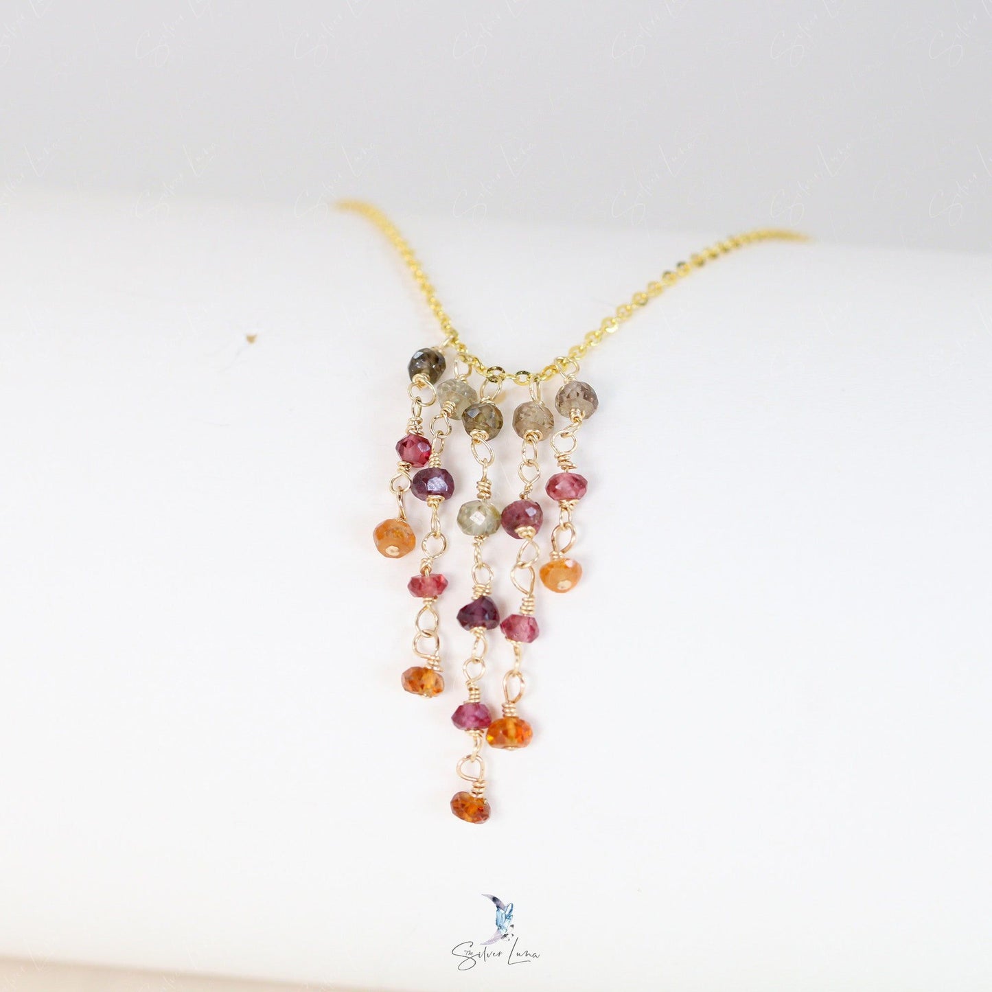 bohemian multi garnet gemstones pendant necklace