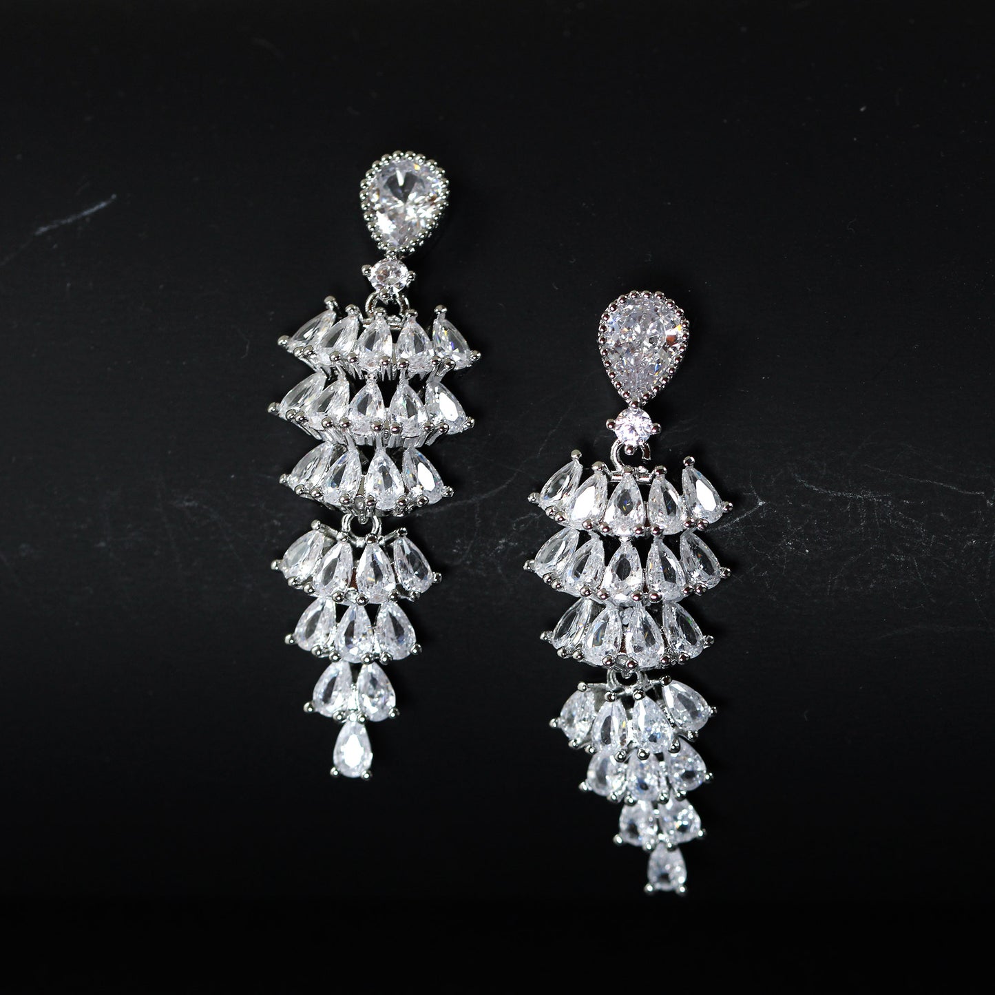 bridal cascade crystal earrings