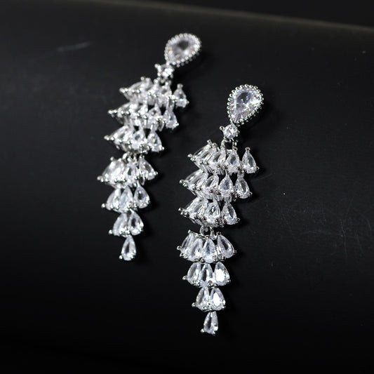 bridal cascade crystal earrings