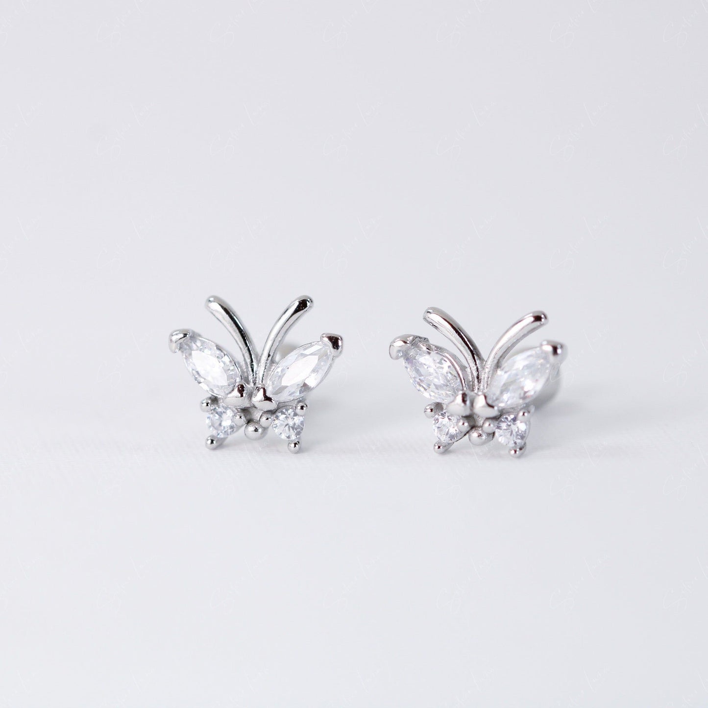 butterfly screw ball back earrings