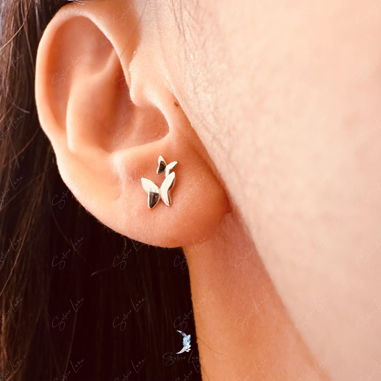 butterfly screw back stud earrings