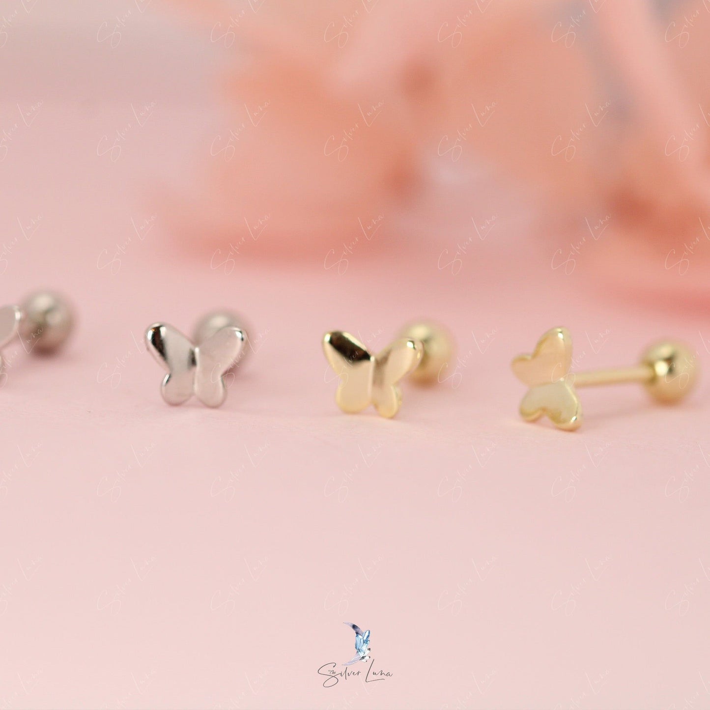 butterfly screw back stud earrings