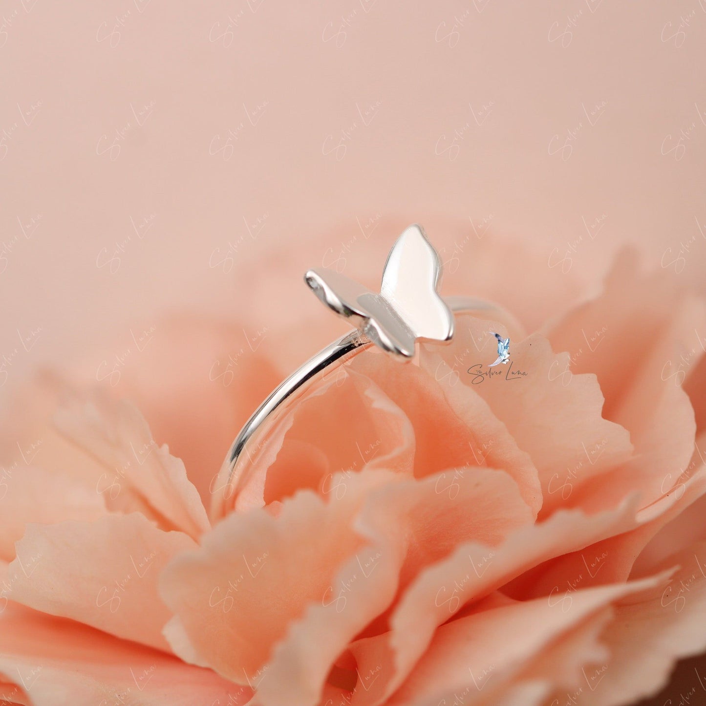 dainty silver butterfly ring