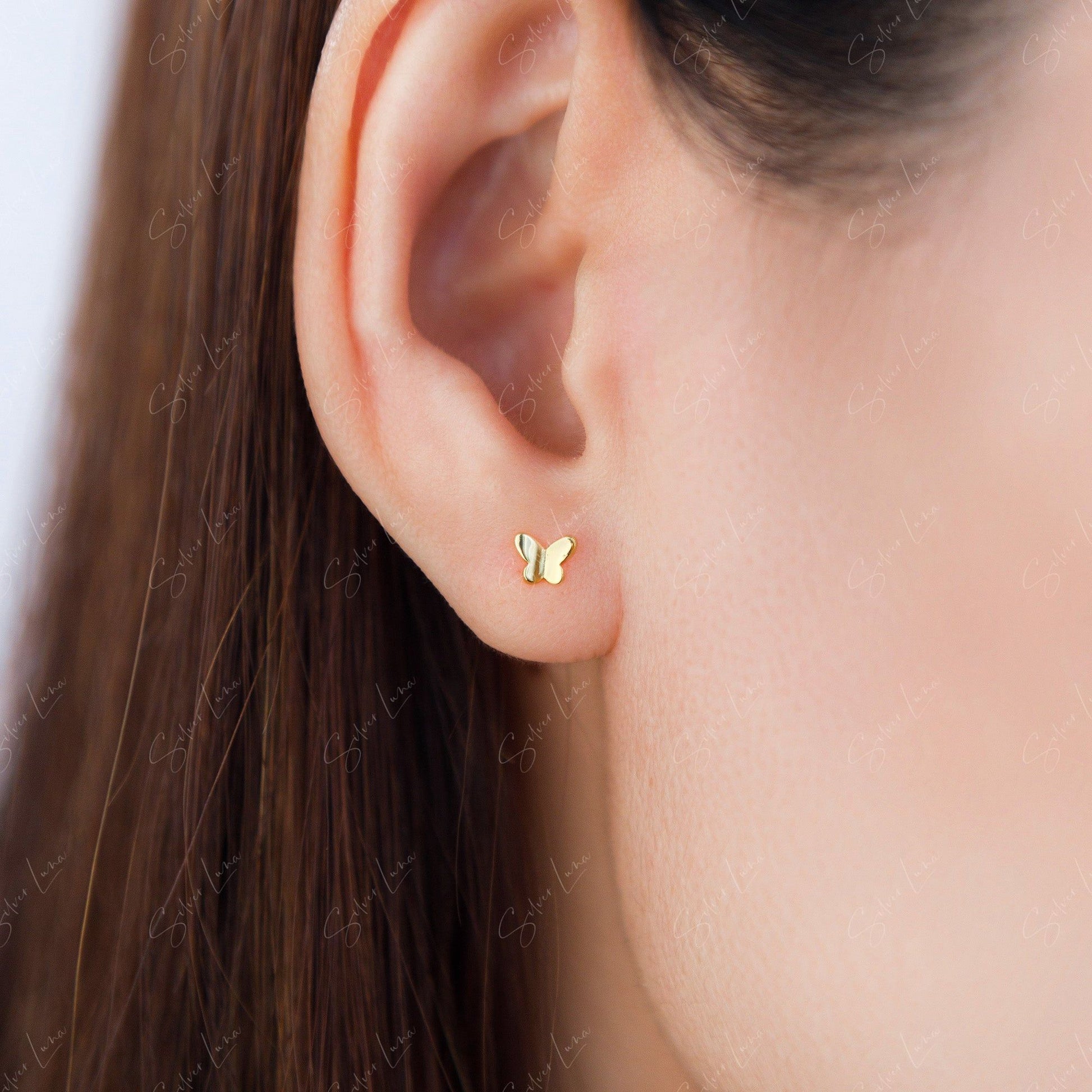 butterfly girl stud earrings
