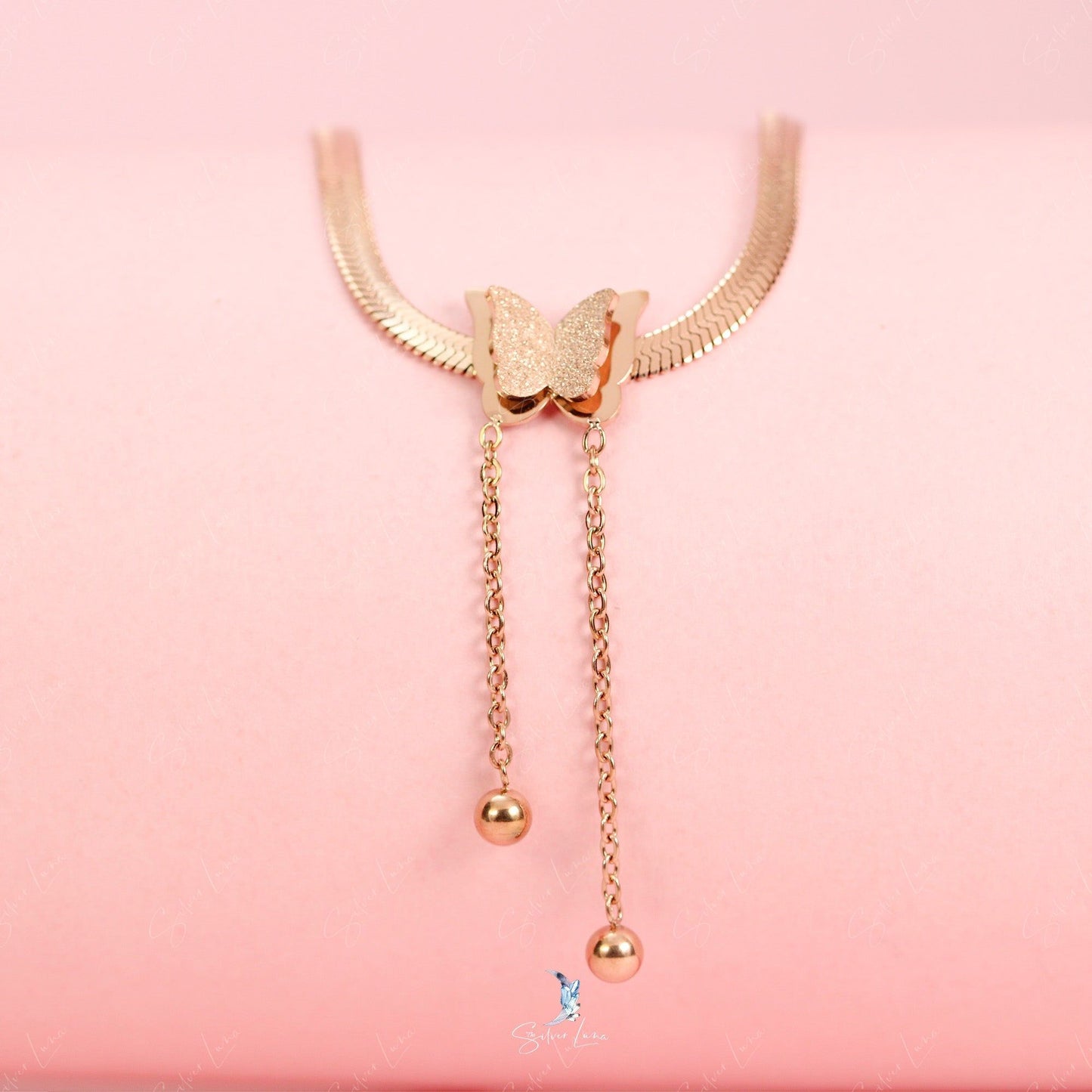 Butterfly snake chain choker necklace