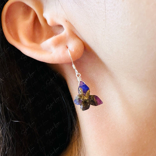 copper turquoise butterfly dangle drop earrings