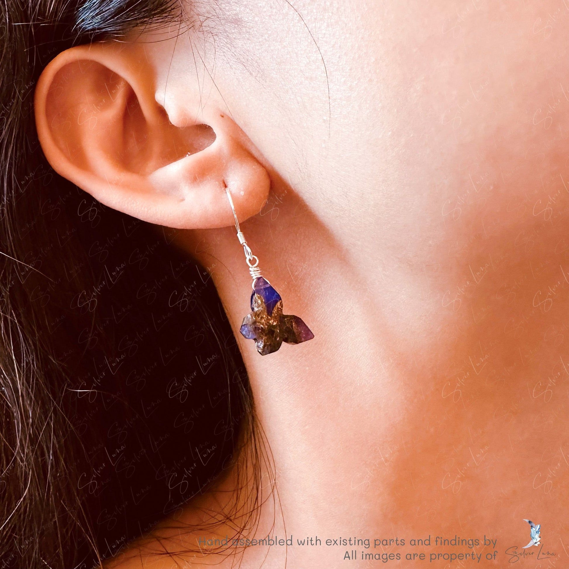 natural stone butterfly dangle drop earrings