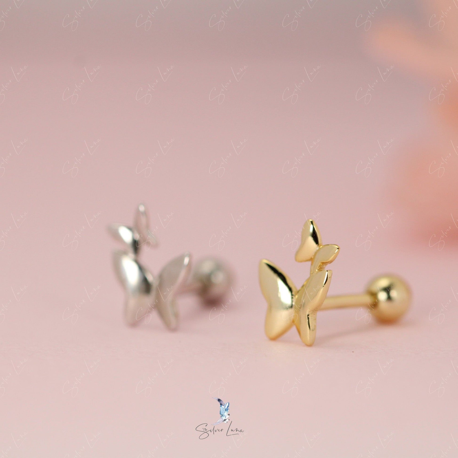 butterflies screw earrings