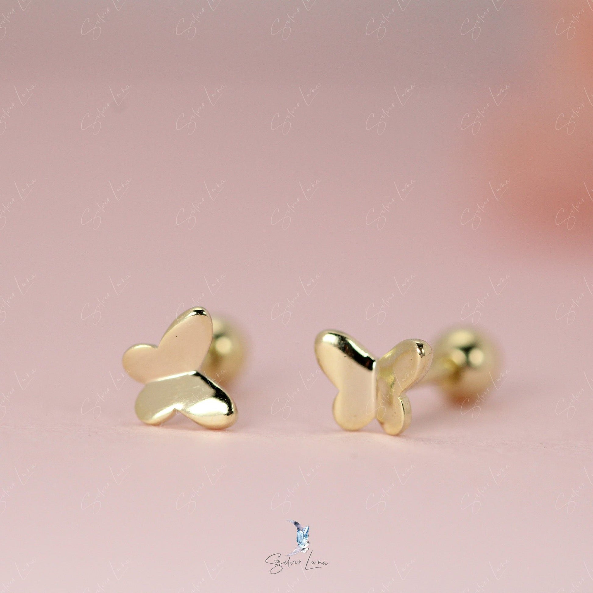 butterfly screw back stud earrings