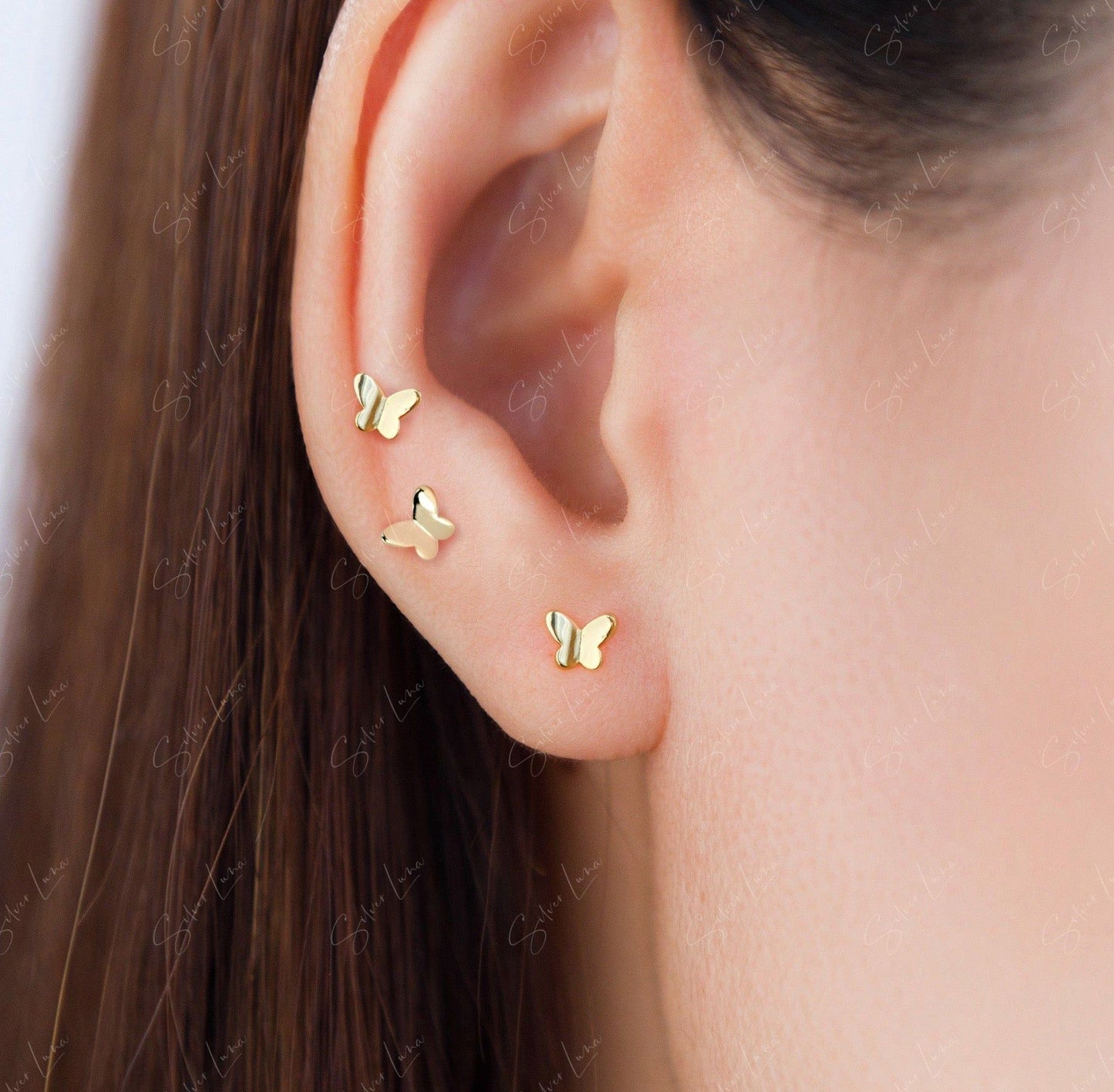 butterfly screw back stud earrings