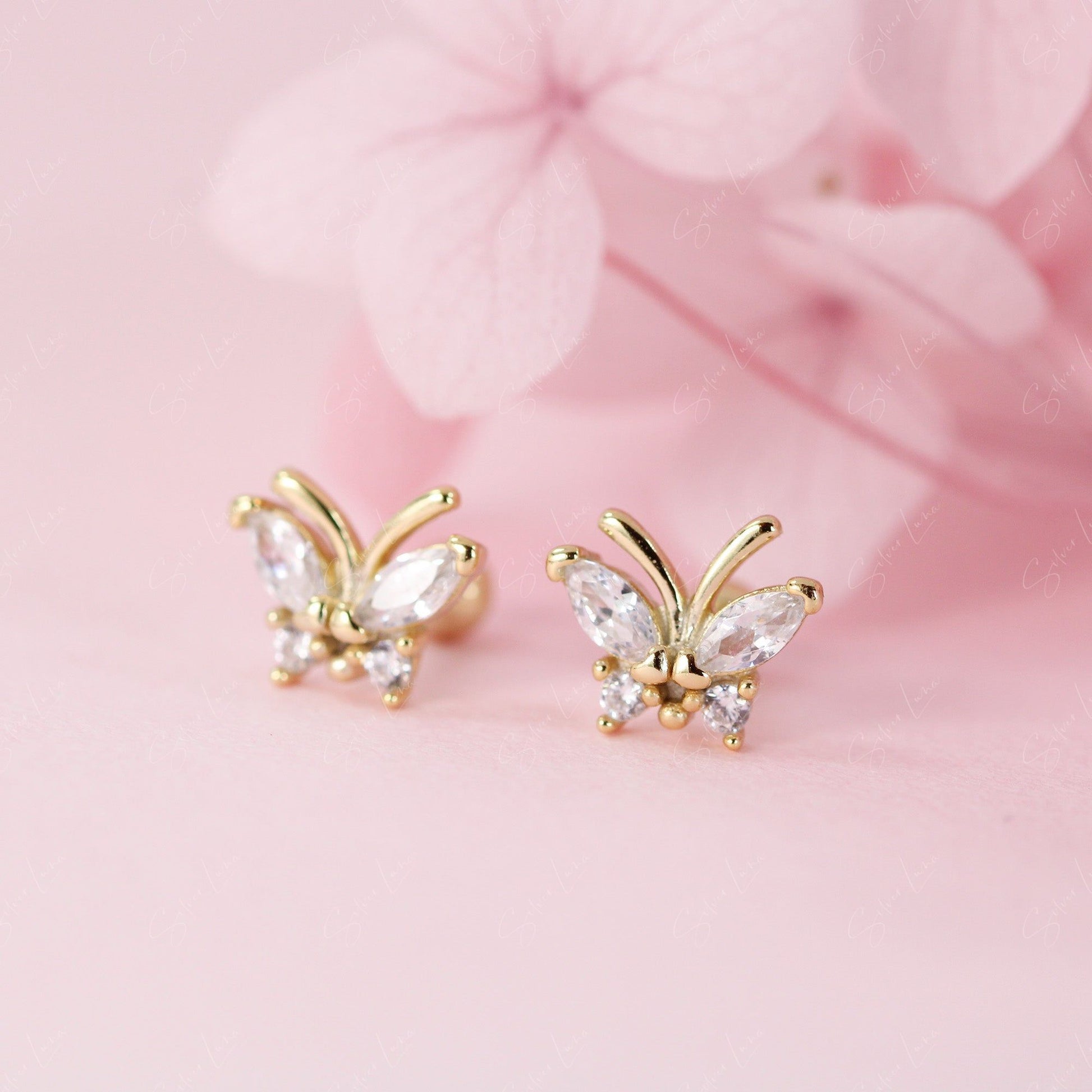 butterfly screw back earrings