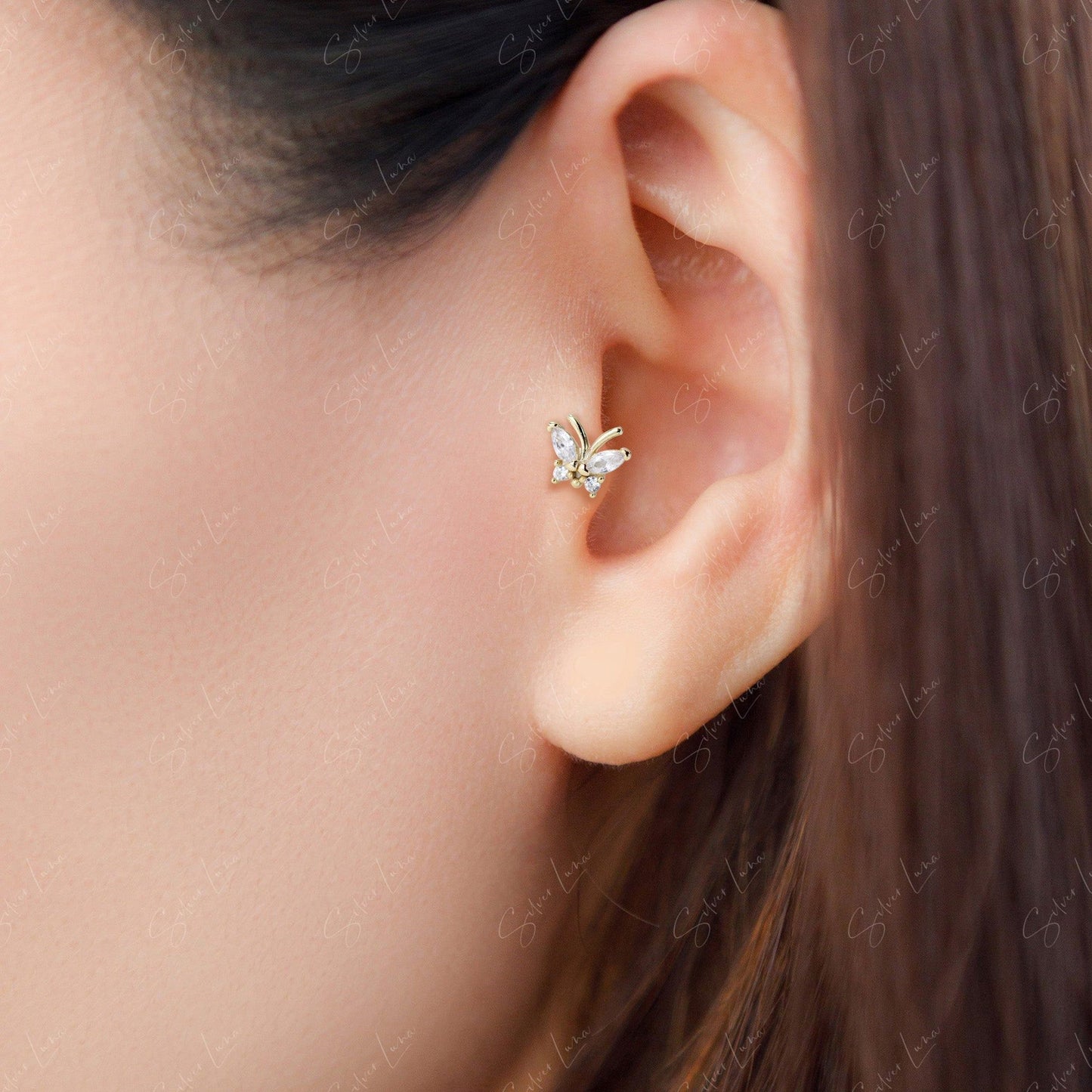 butterfly screw ball back earrings