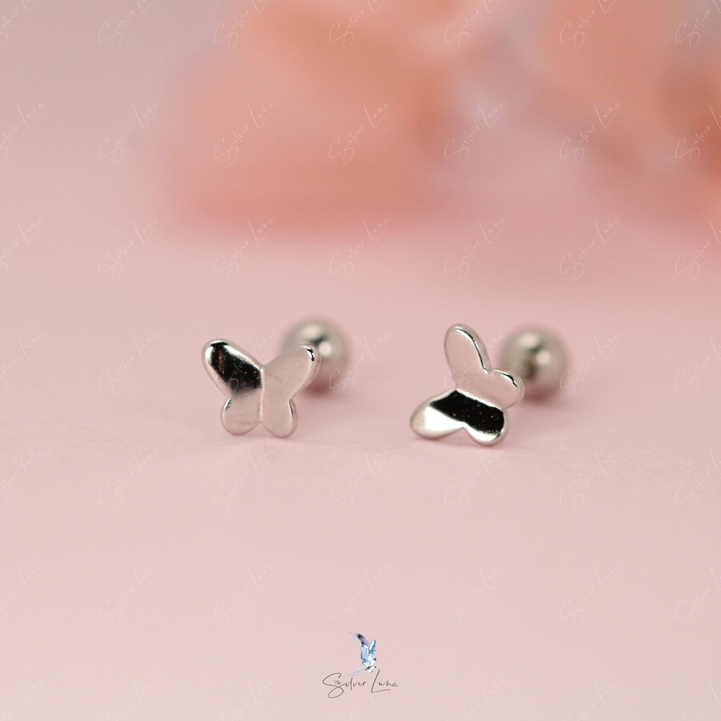 butterfly screw back stud earrings