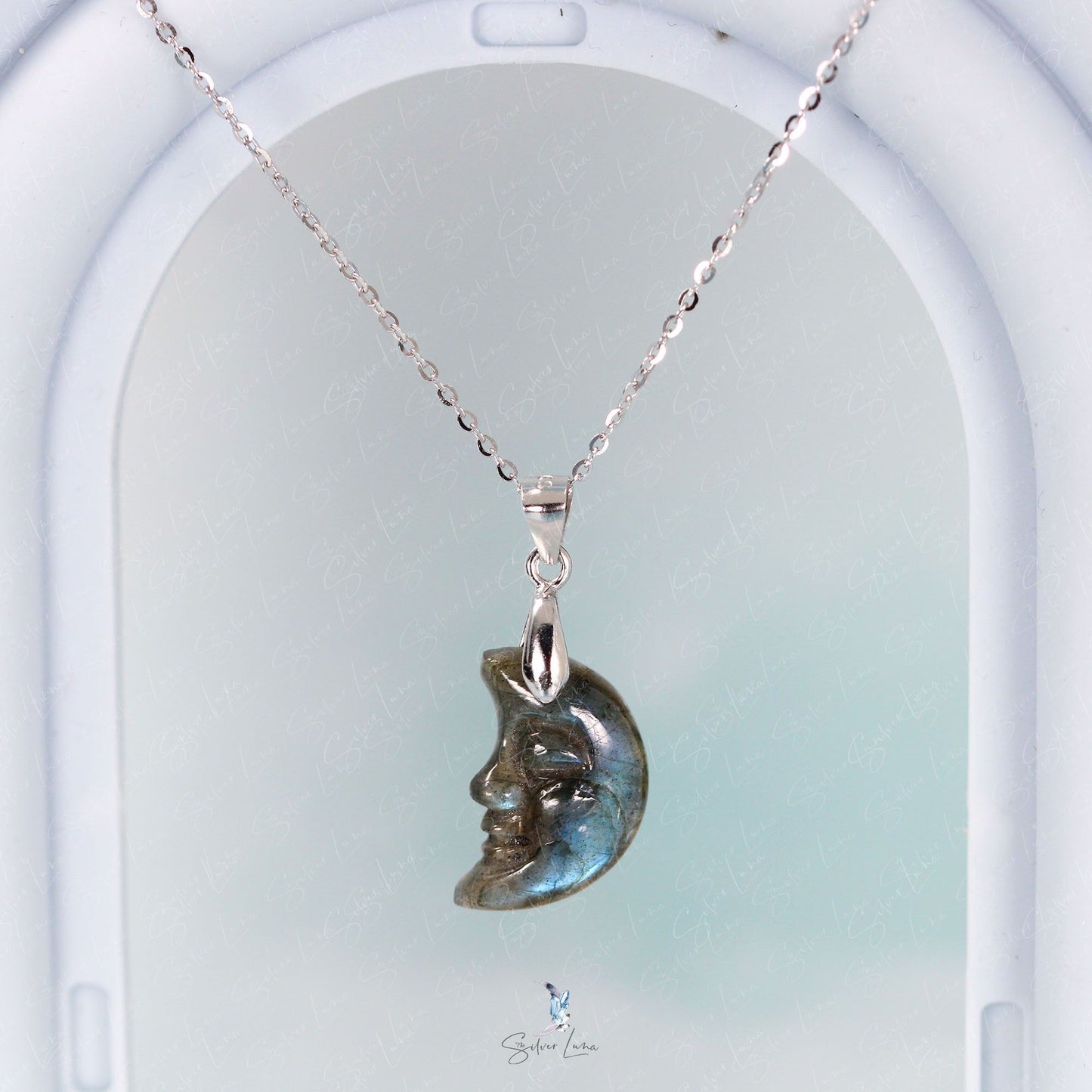 moon with face Labradorite necklace