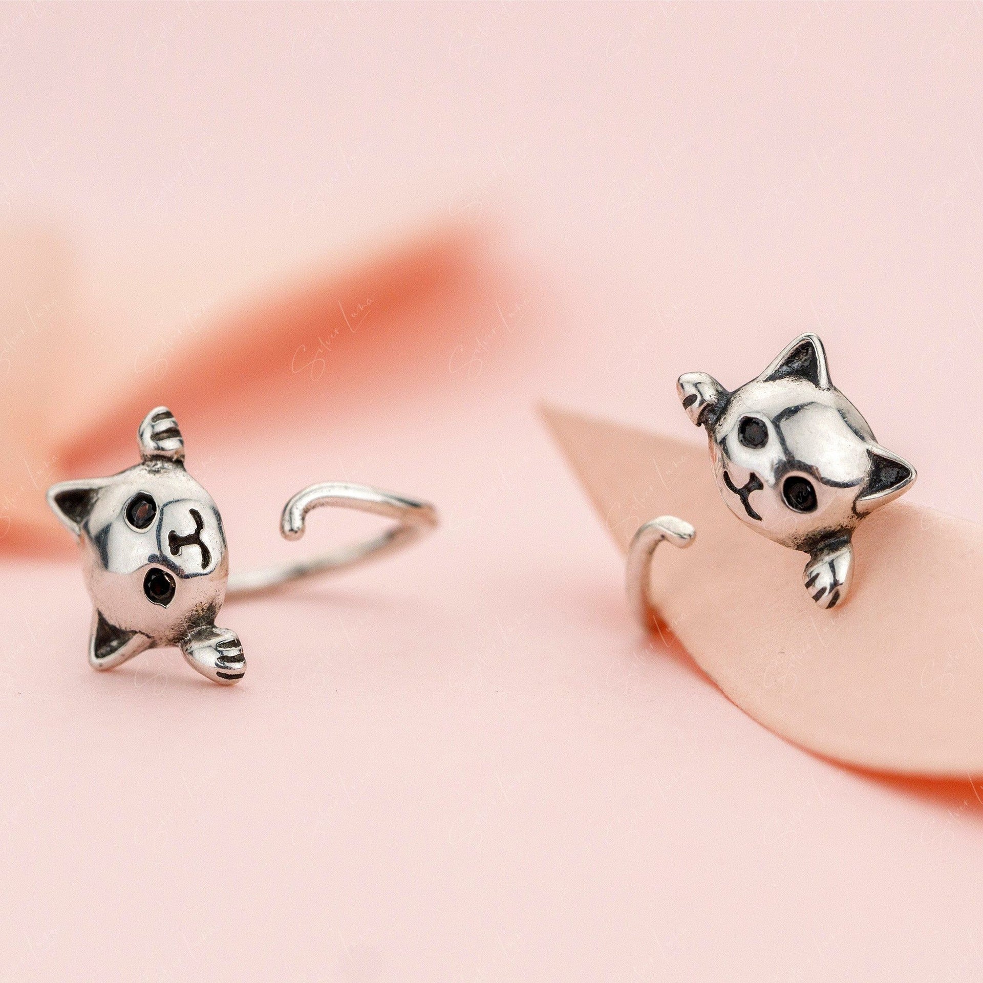 Shop Cat Ear Rings In Silver And Crystal Jewelry For Stylish Looks - Foto 8