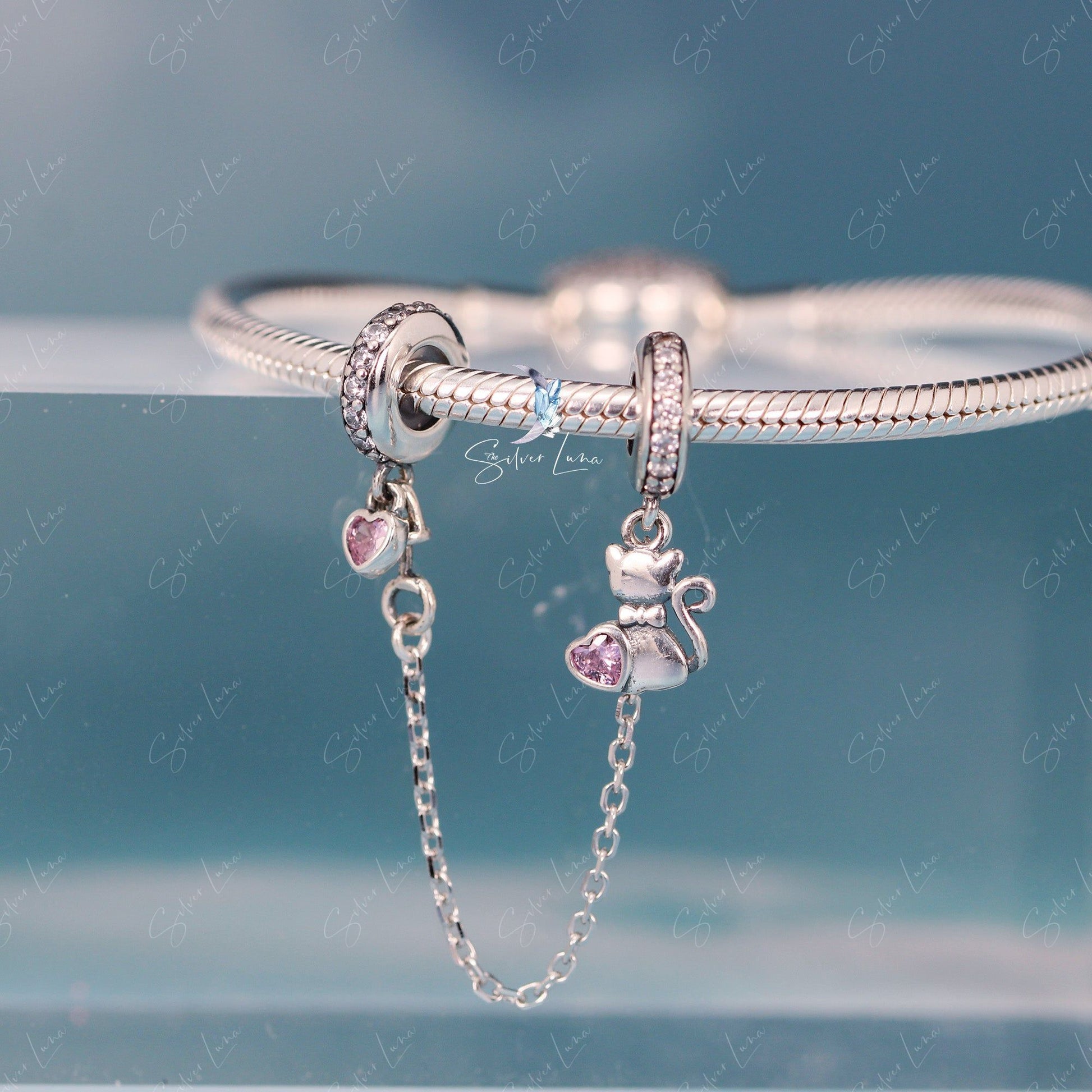 love cat safety chain for bracelet