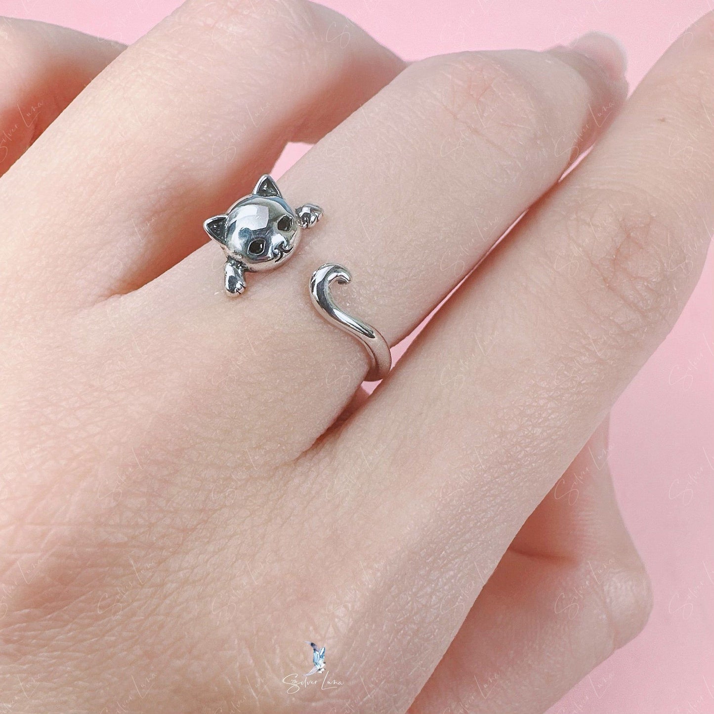 cat wrap silver ring