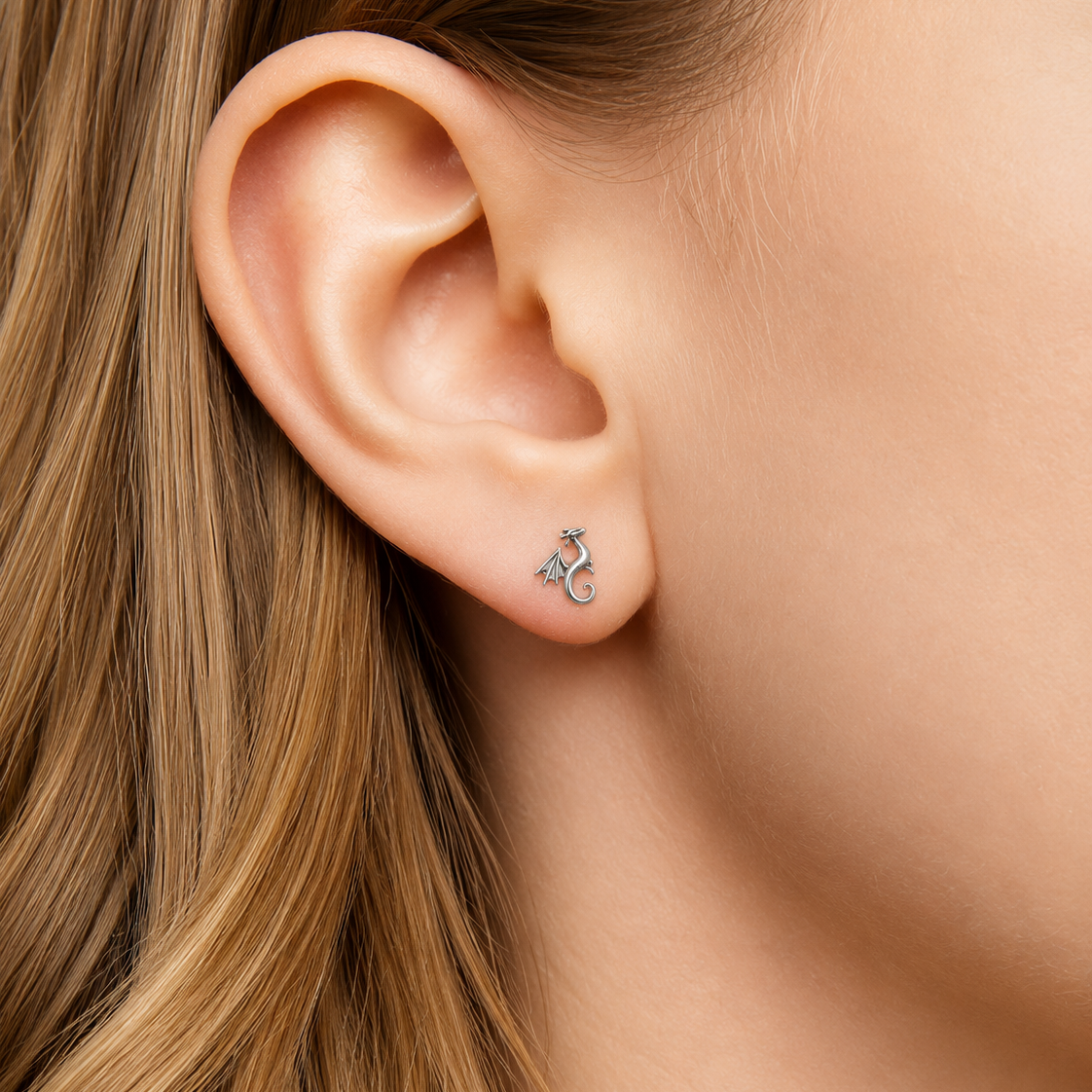 Sterling Silver Mini Dragon Stud Earrings