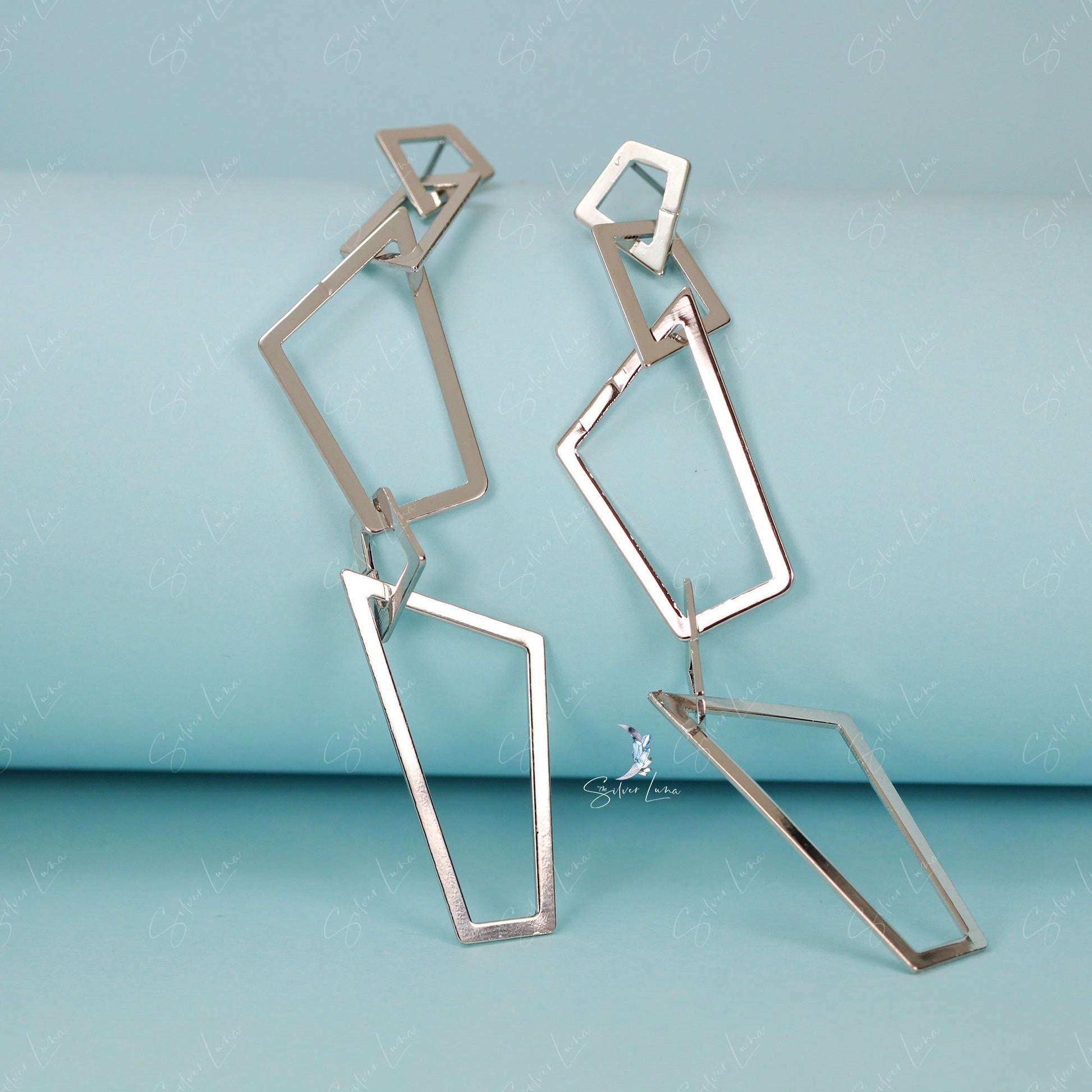 geometric abstract chain earrings