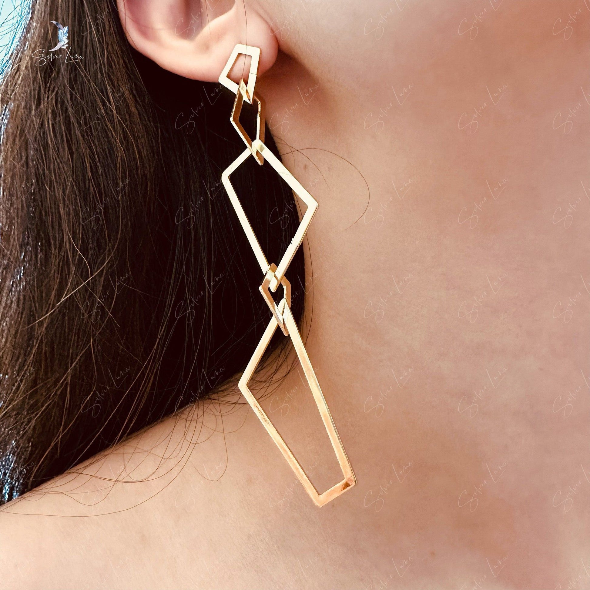 link chain dangle drop earrings