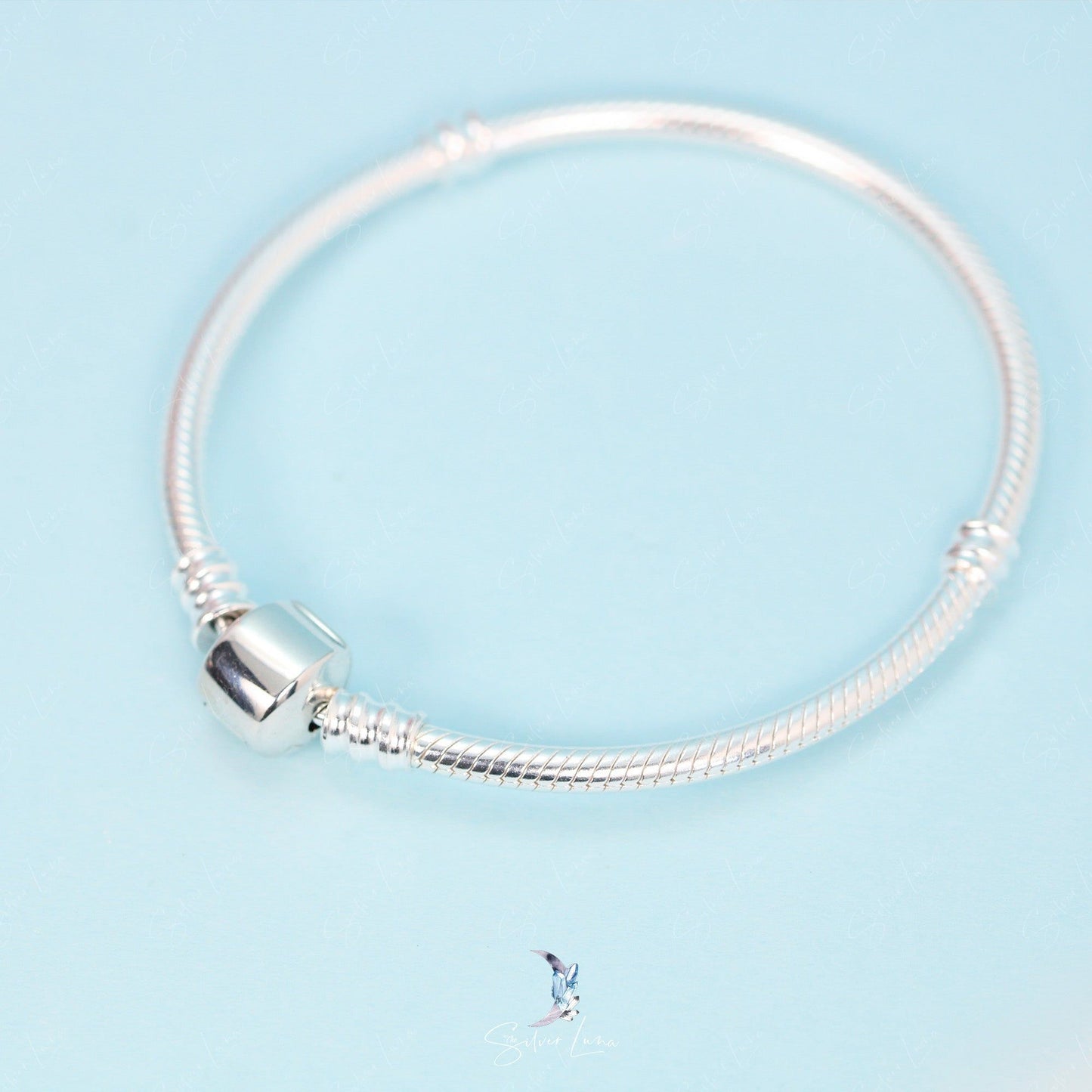Soft snake chain sterling silver bracelet for charm