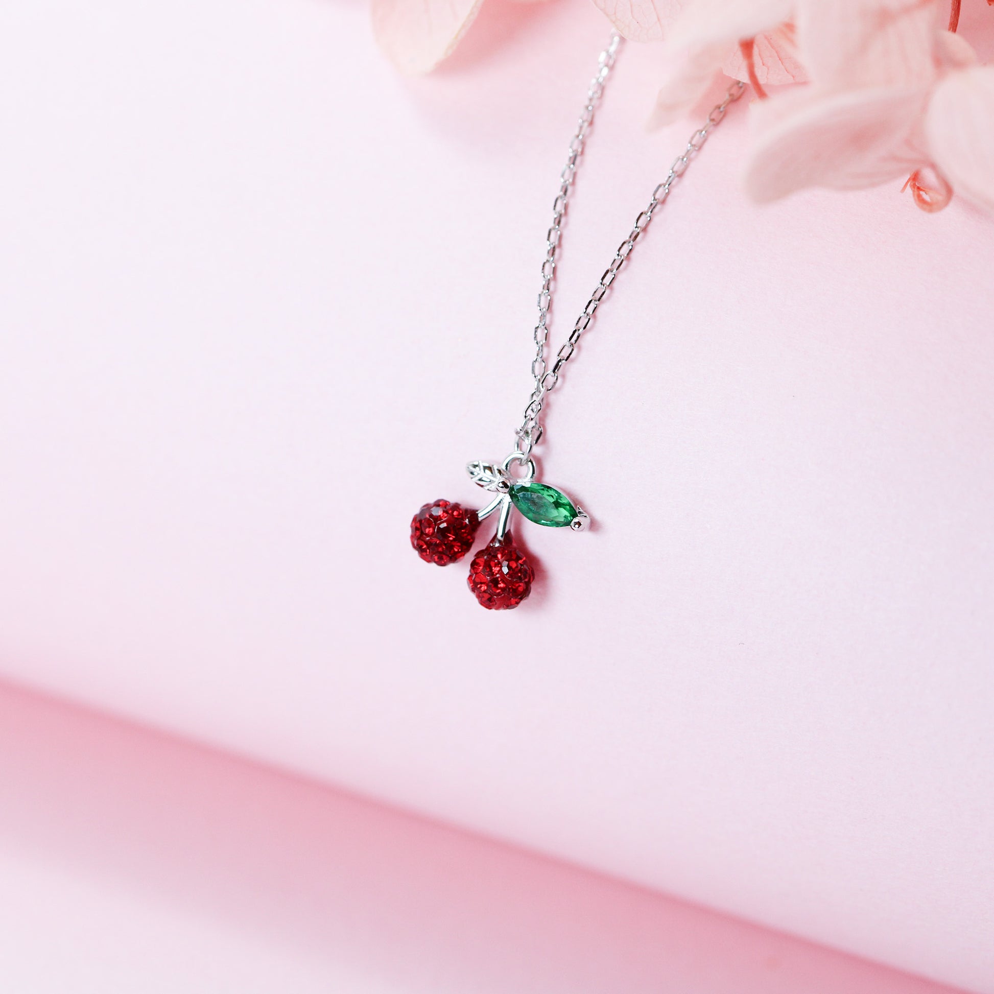 Cherry fruit pendant necklace