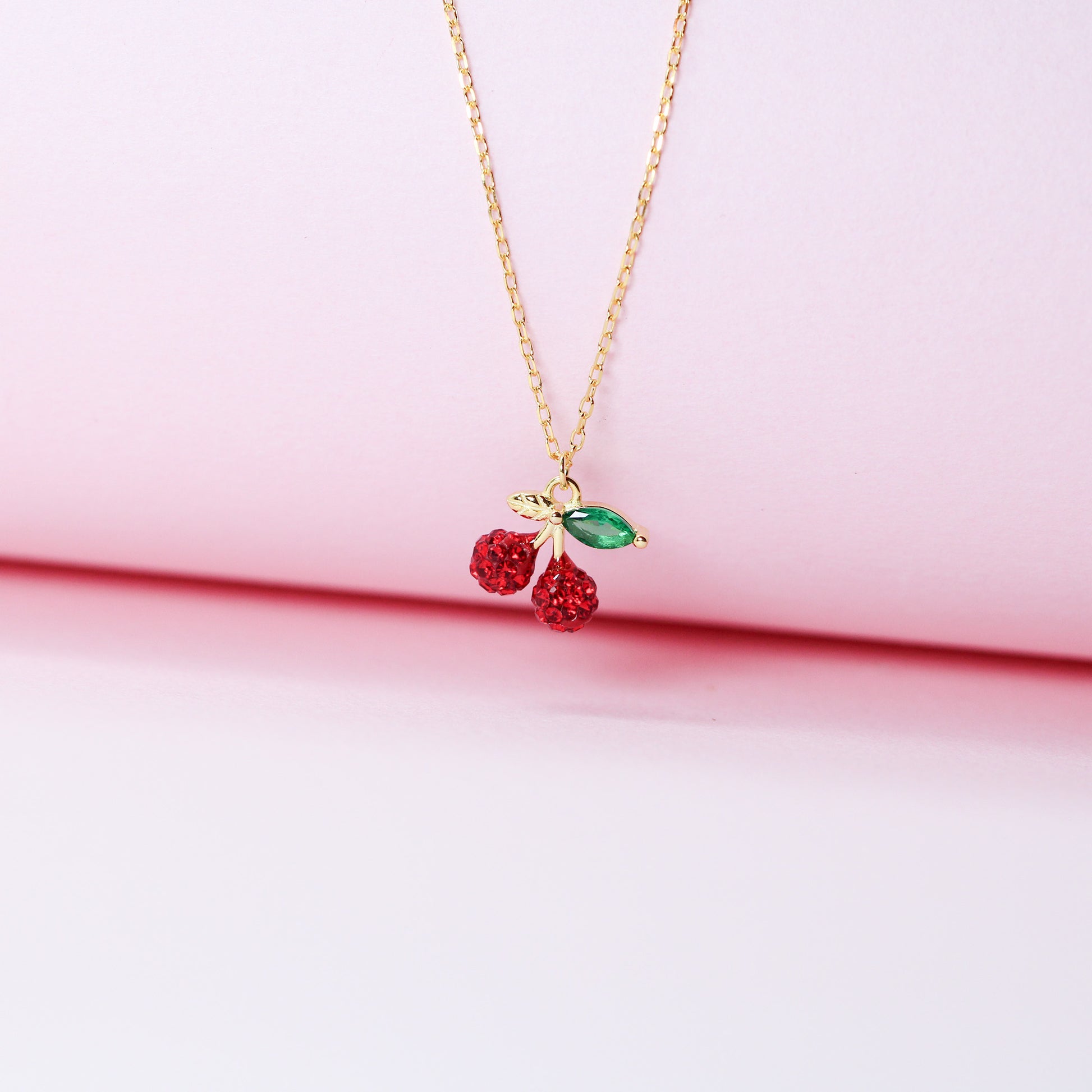 Cherry fruit pendant necklace