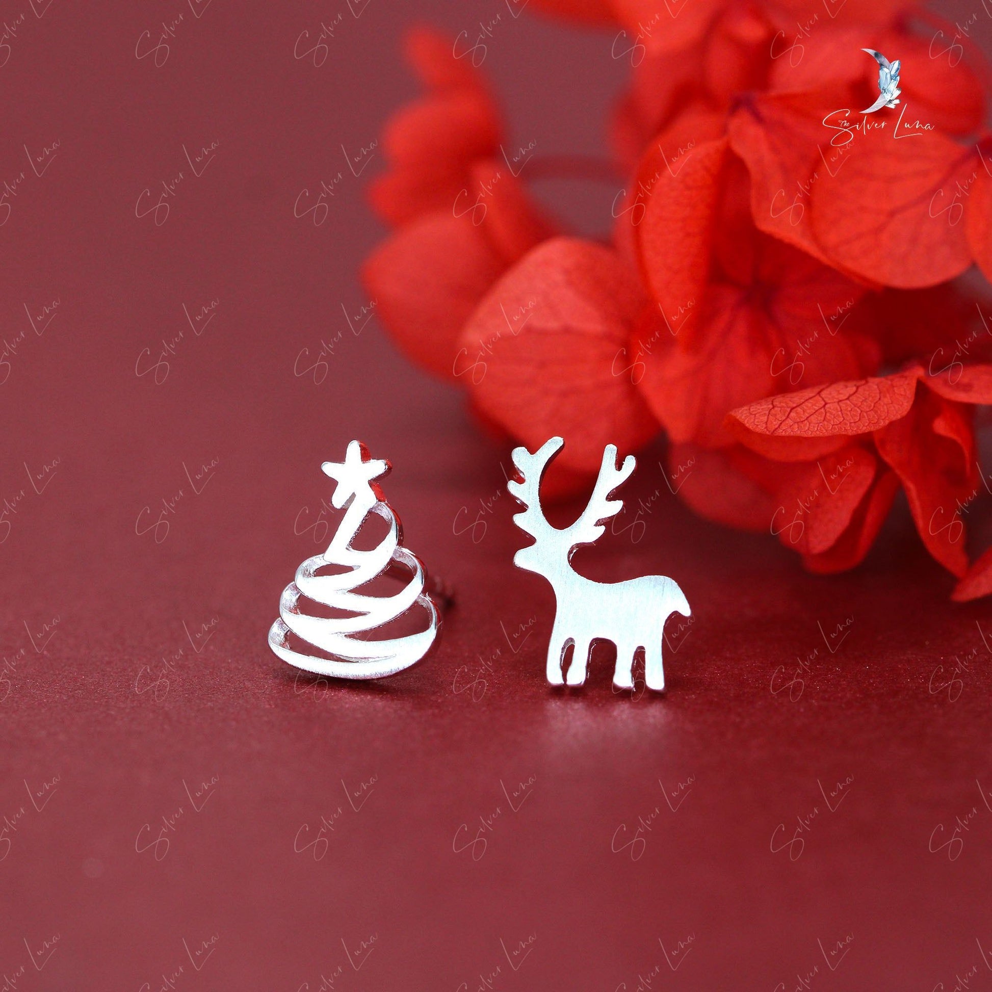 Christmas tree stud earrings