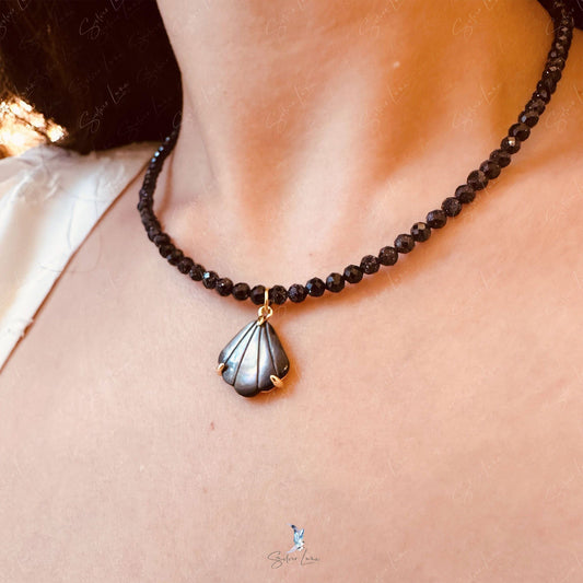 blue sandstone shell pendant necklace