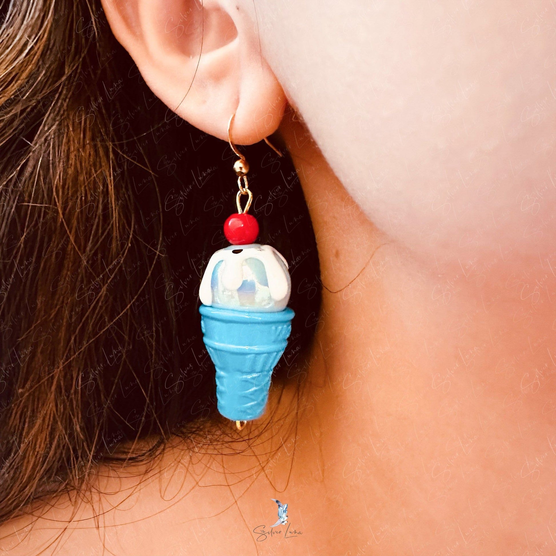 ice cream cone dangle earrings