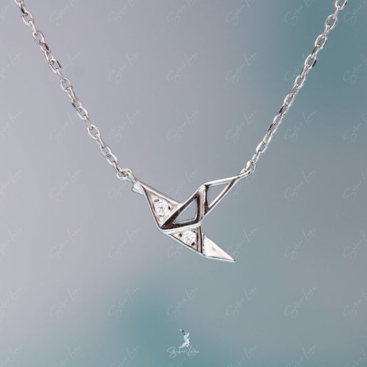 paper crane pendant necklace
