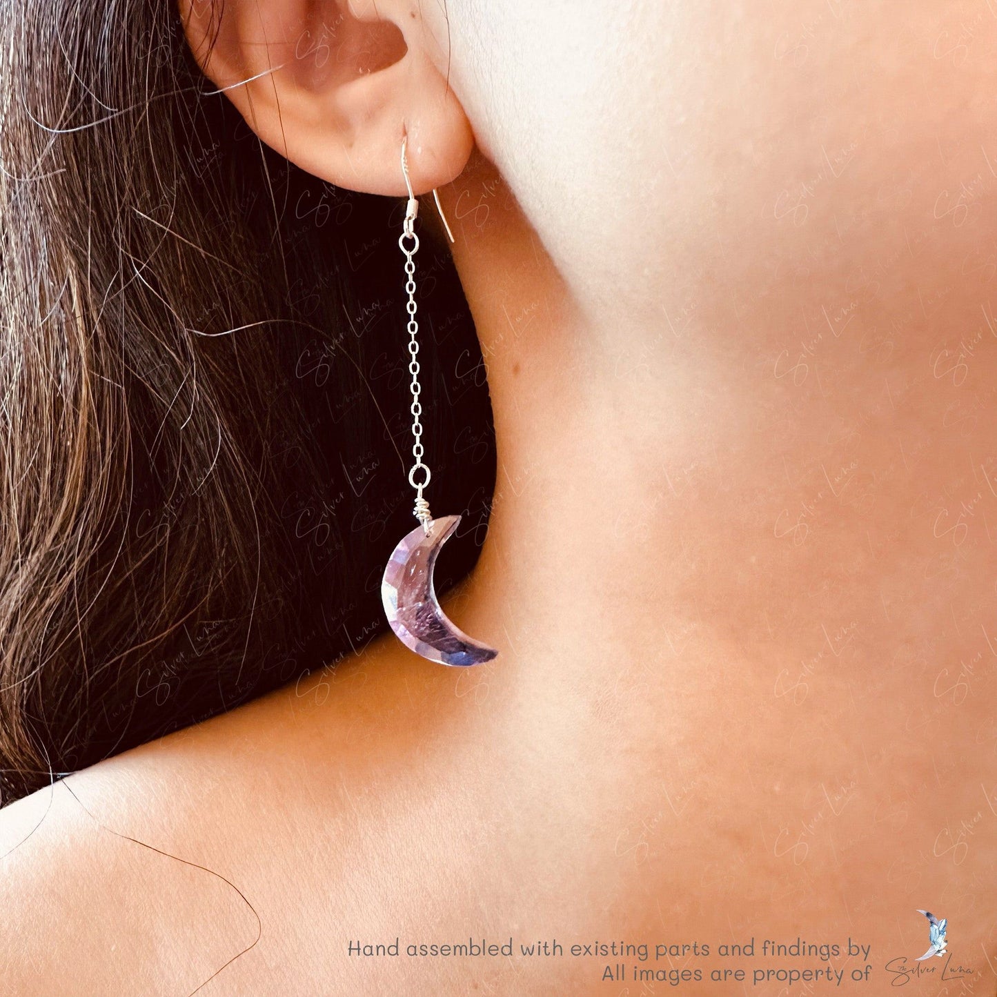 crescent moon amethyst earrings