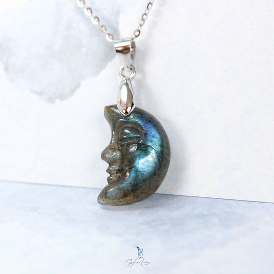 face moon Labradorite pendant