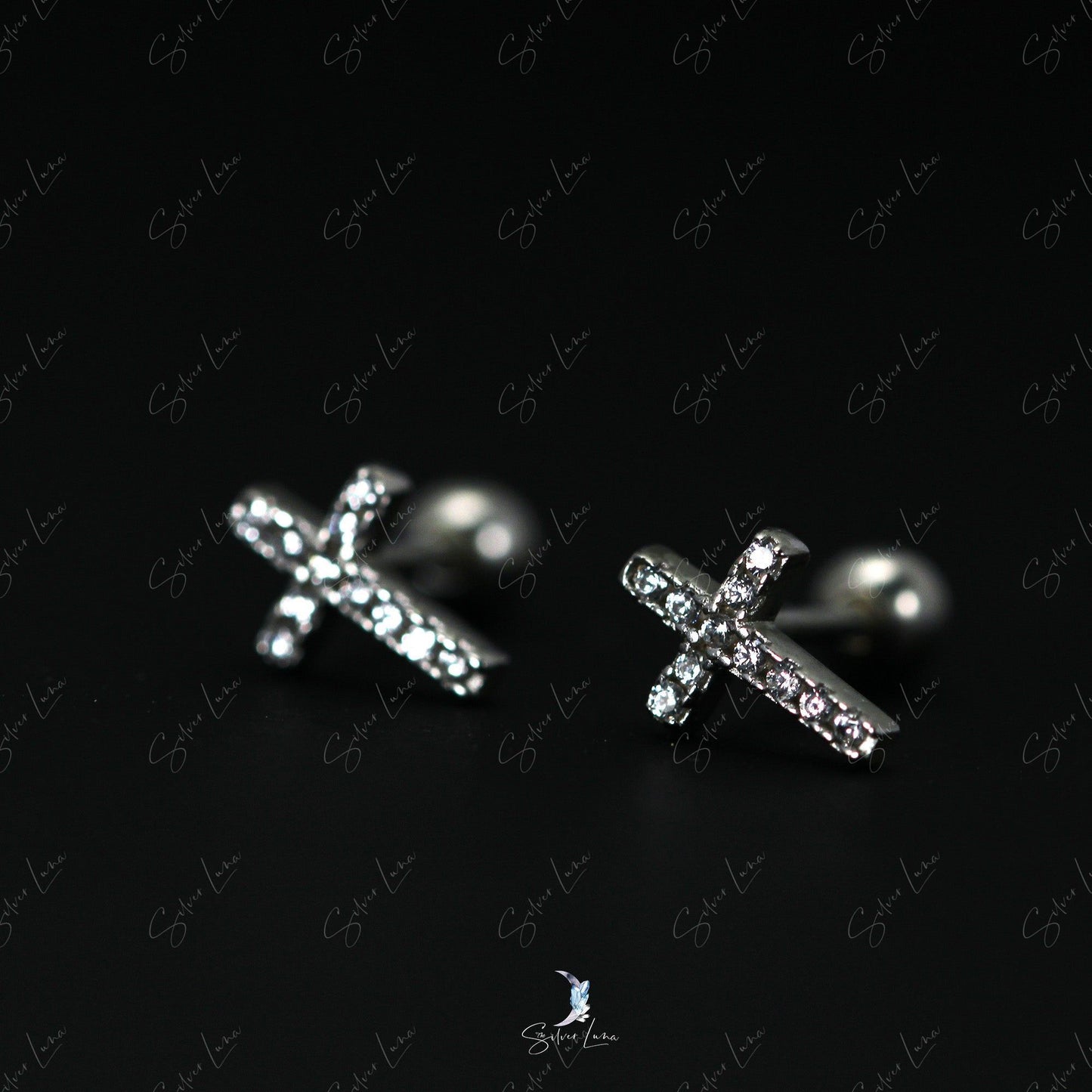 screwball cross stud earrings