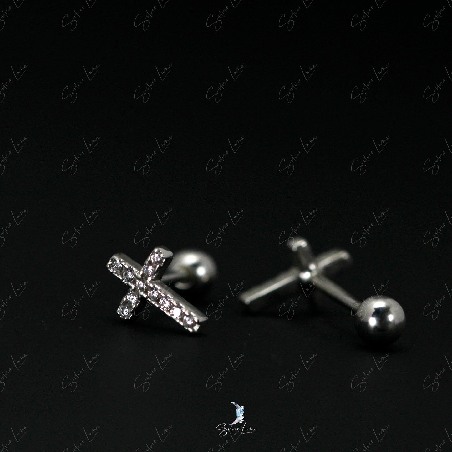 screw back cross stud earrings