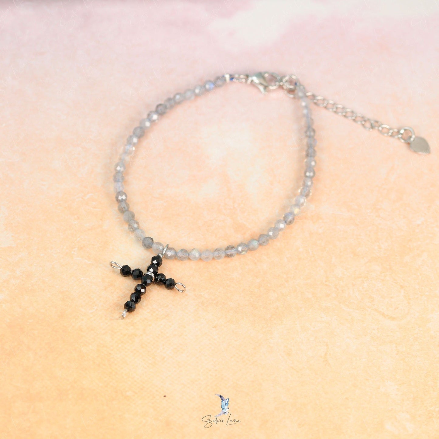 black cross beaded bracelet