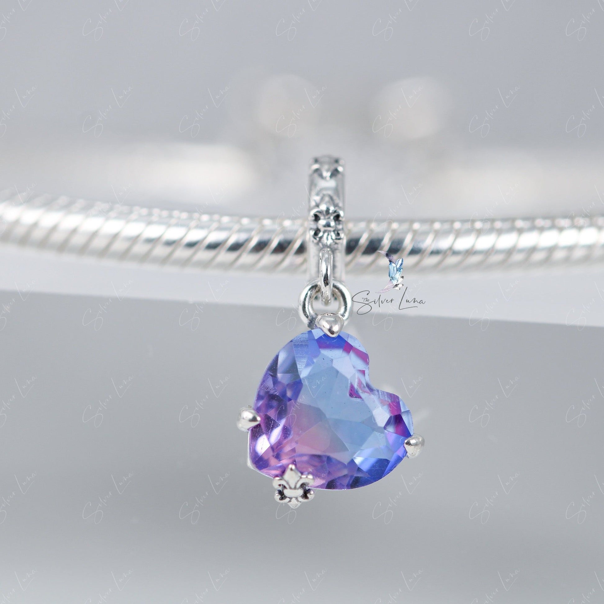 Purple Heart pendant charm for bracelet