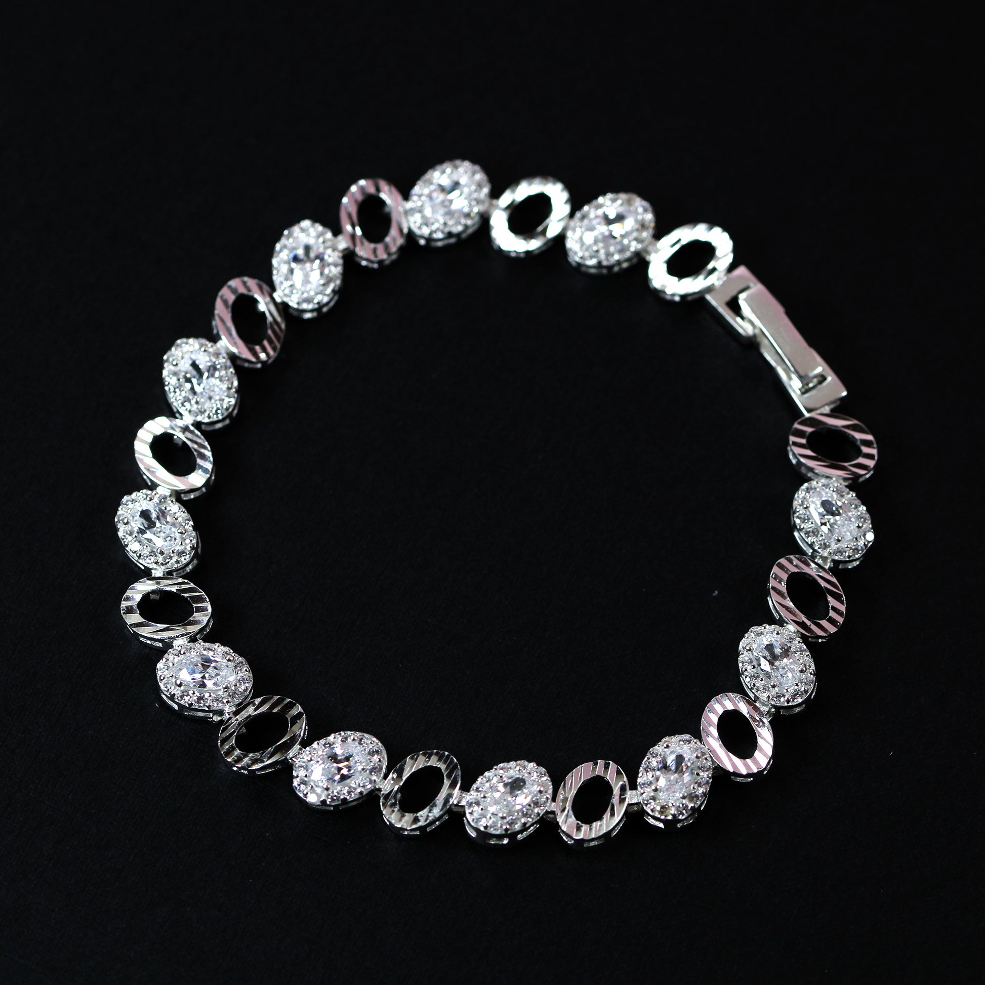 cubic zirconia tennis silver bracelet