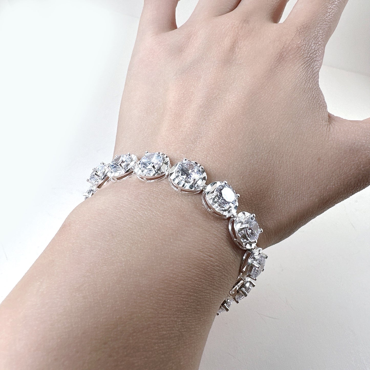 Cubic zirconia tennis bridal bracelet