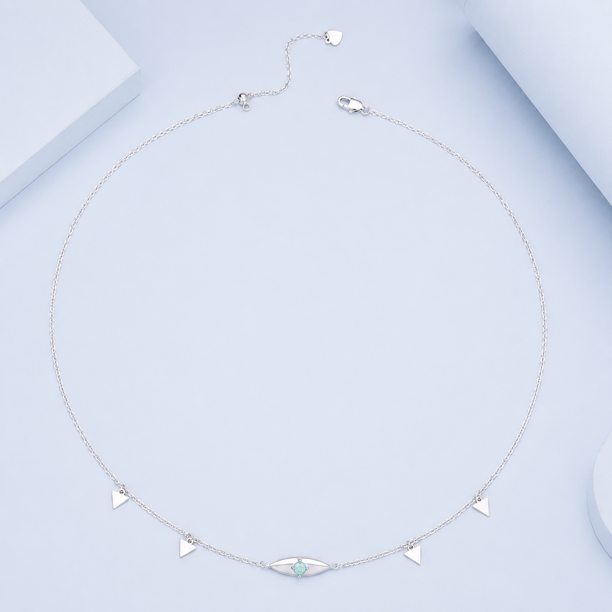 Sterling Silver Evil Eye Opal Necklace