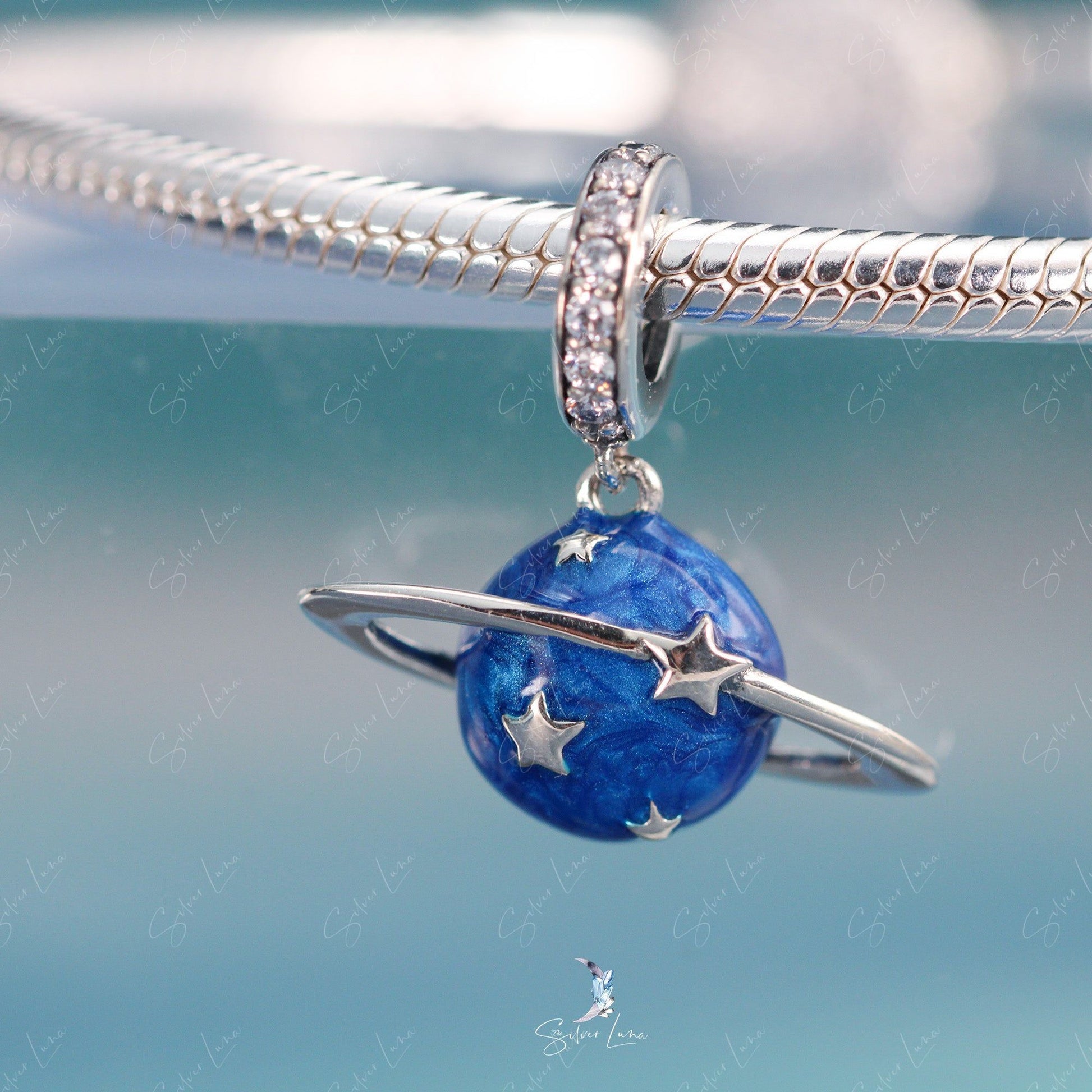 blue planet pendant charm for bracelet