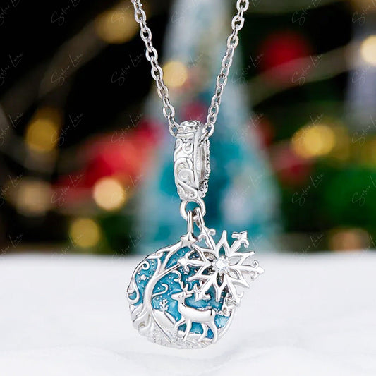 Christmas reindeer snowflake charm
