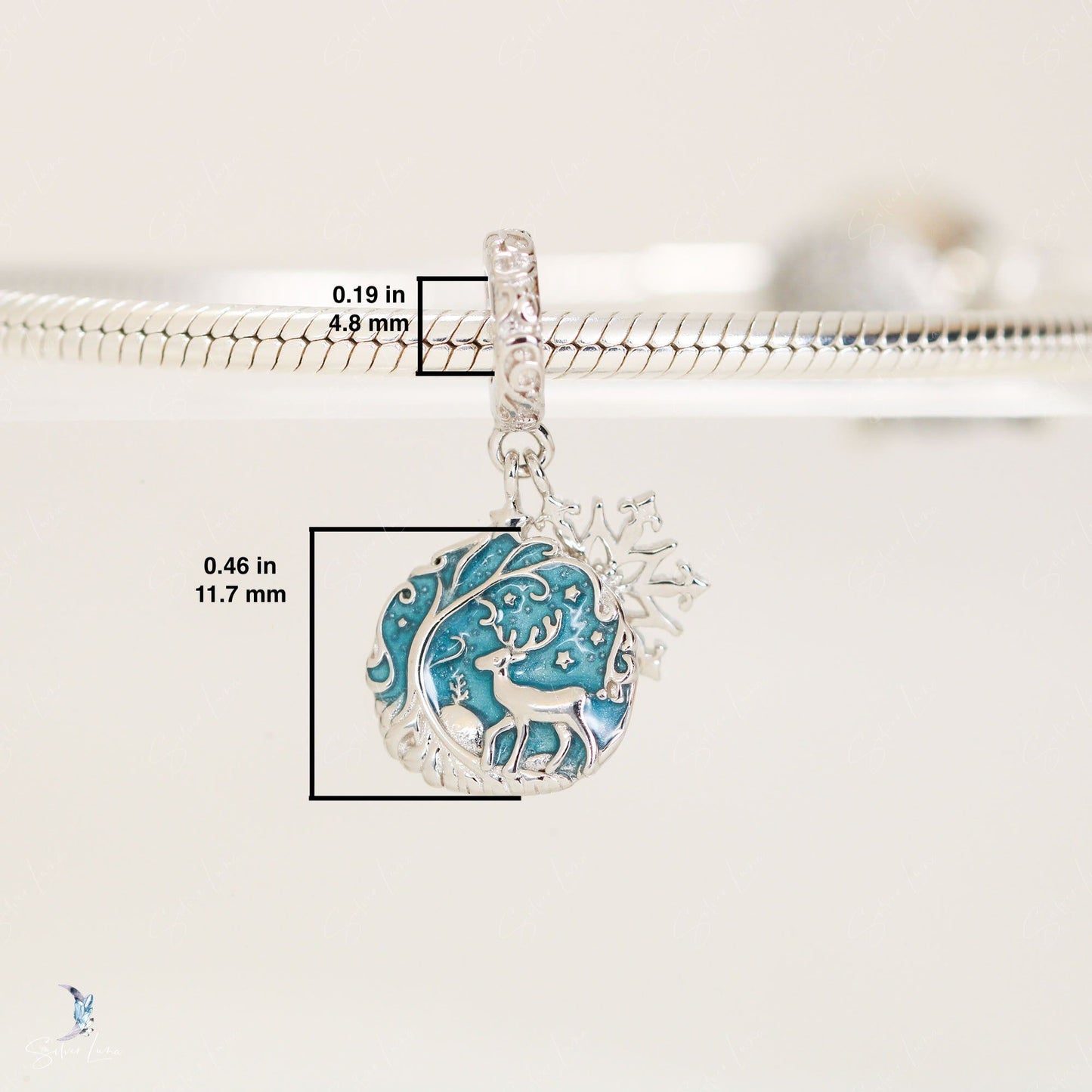 Deer in the snowy forest pendant charm